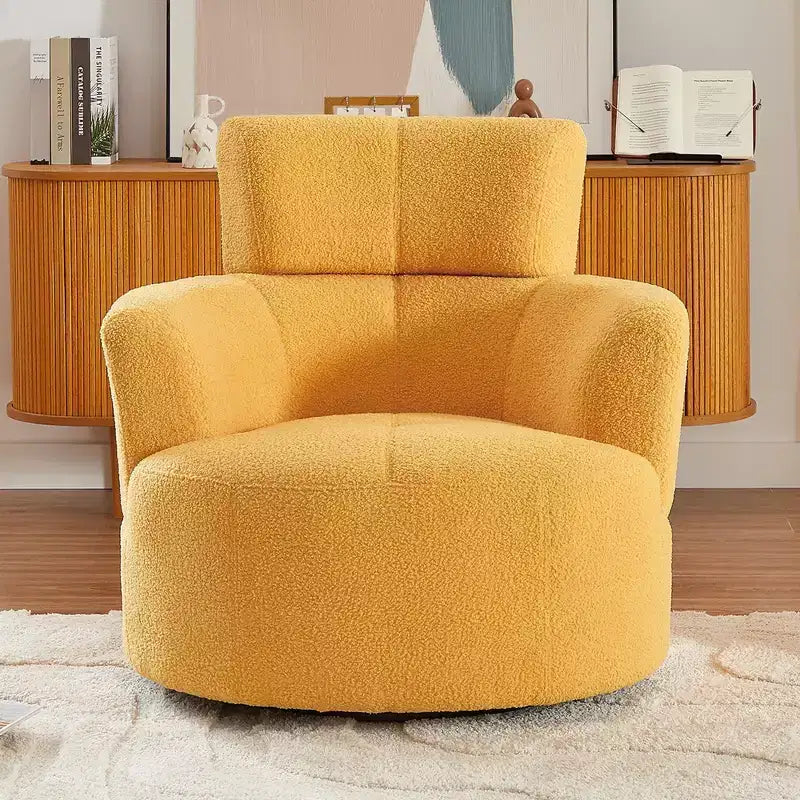 Fauteuil pivotant à 360°, fauteuil d'appoint en peluche avec appuie-tête réglable