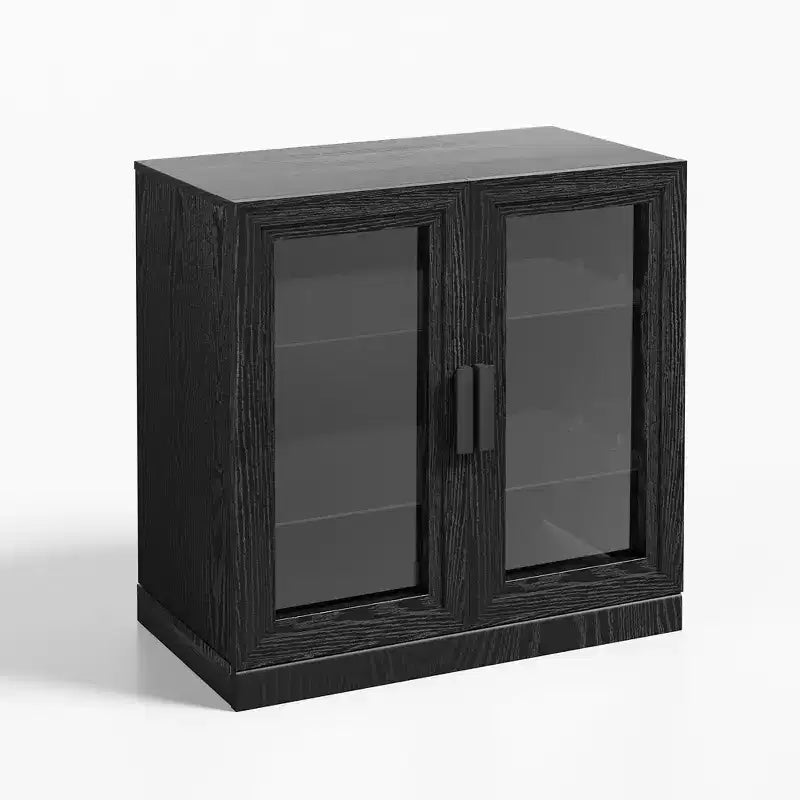 Meuble d'appoint en bois, organisateur de rangement avec étagères réglables et portes vitrées