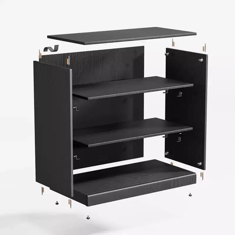 Buffet en bois avec accents, noir, organisateur de rangement