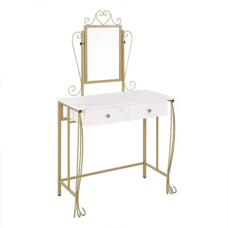 Coiffeuse avec miroir et tabouret, table de maquillage pour filles