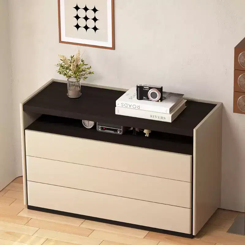 Coiffeuse moderne 3 tiroirs, étagère ouverte