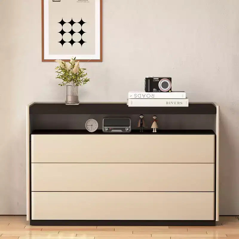 Coiffeuse moderne 3 tiroirs, étagère ouverte