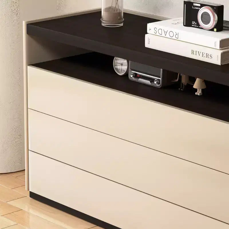 Coiffeuse moderne 3 tiroirs, étagère ouverte