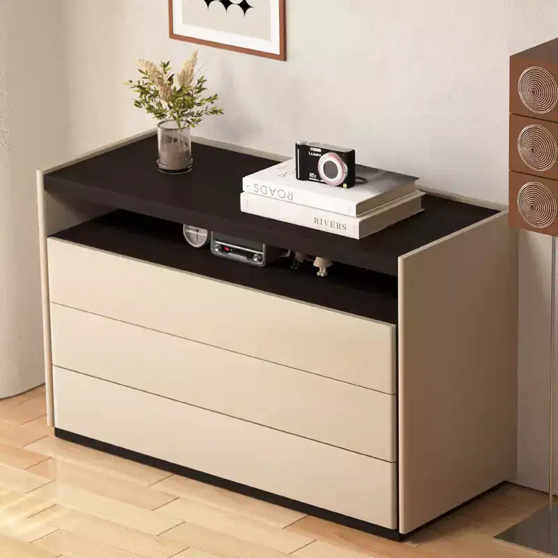 Coiffeuse moderne 3 tiroirs, étagère ouverte