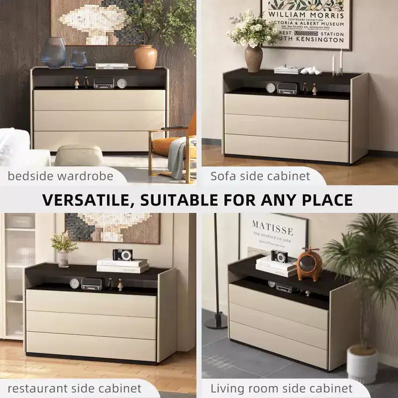 Coiffeuse moderne 3 tiroirs, étagère ouverte