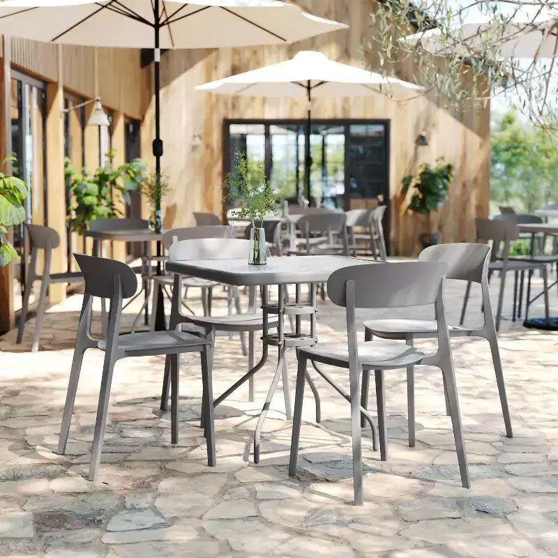 Chaise de patio empilable intérieur-extérieur avec dossier incurvé