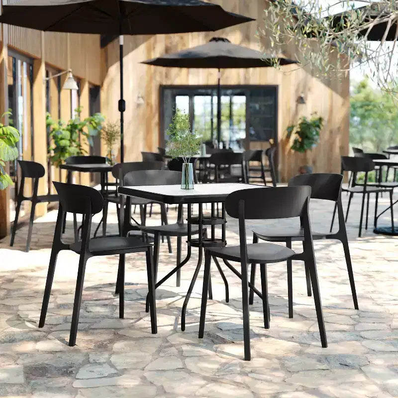 Chaise de patio empilable intérieur-extérieur avec dossier incurvé