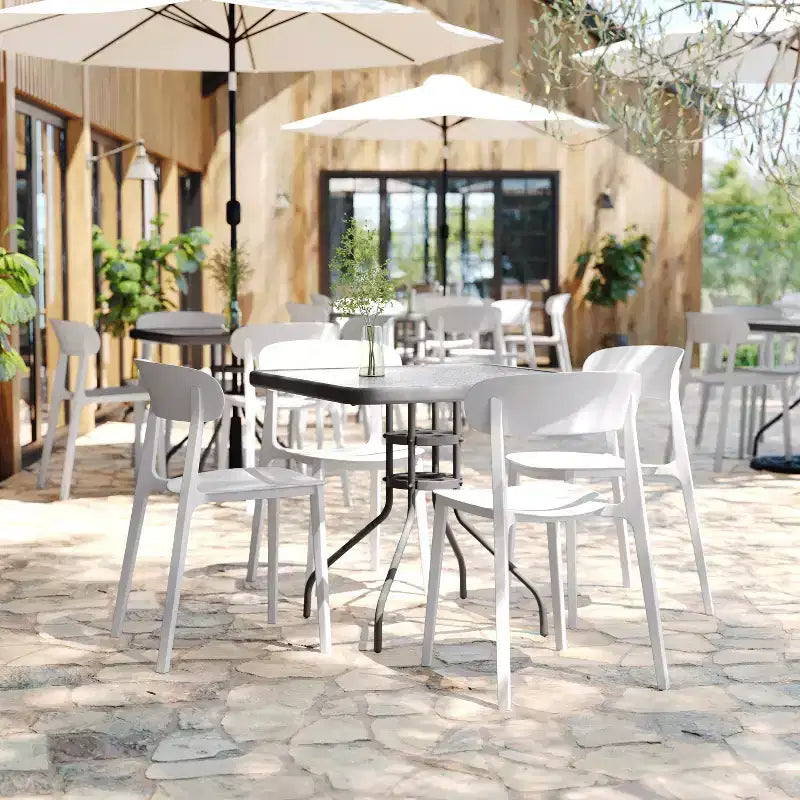 Chaise de patio empilable intérieur-extérieur avec dossier incurvé