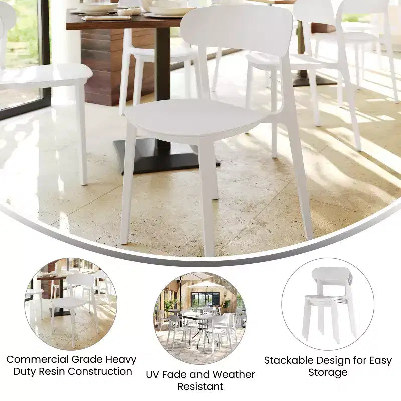 Chaise de patio empilable intérieur-extérieur avec dossier incurvé