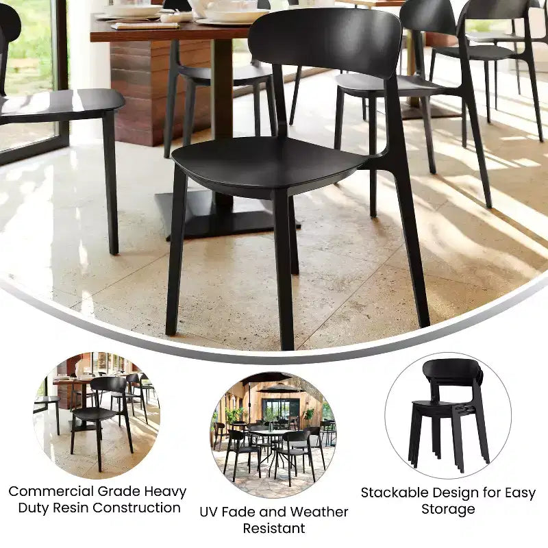 Chaise de patio empilable intérieur-extérieur avec dossier incurvé