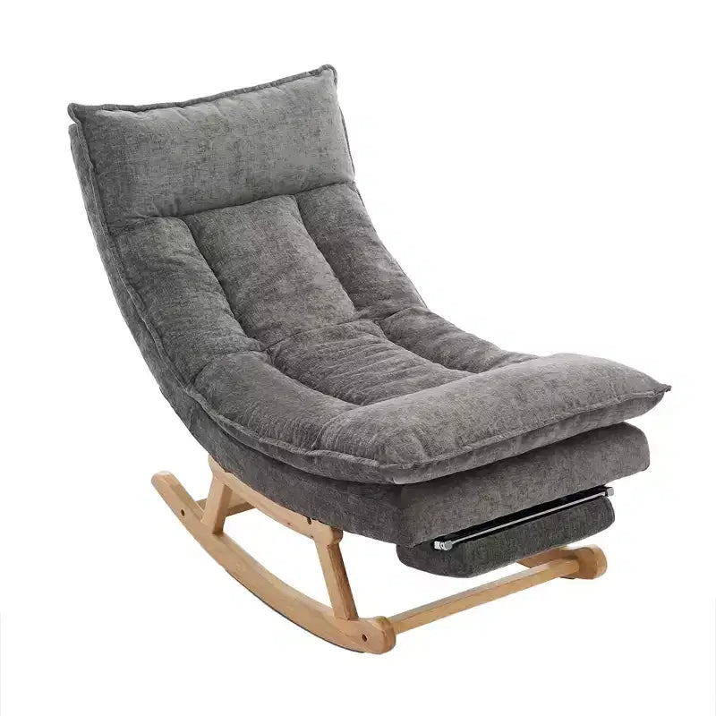 Fauteuil à bascule rembourré en bois massif avec repose-pieds escamotable caché