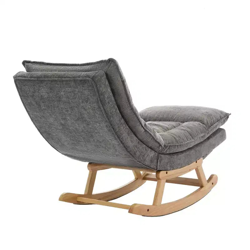 Fauteuil à bascule rembourré en bois massif avec repose-pieds escamotable caché
