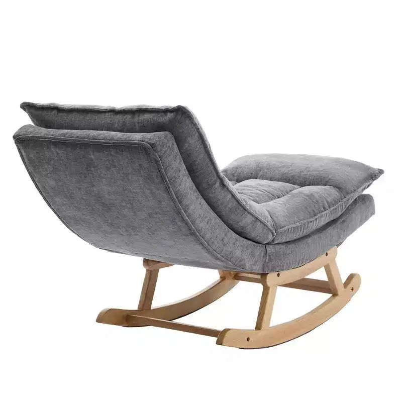 Fauteuil à bascule rembourré en bois massif avec repose-pieds escamotable caché