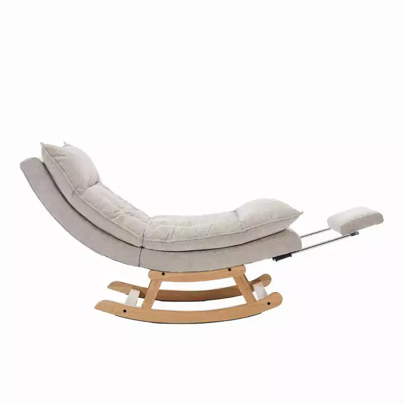 Fauteuil à bascule rembourré en bois massif avec repose-pieds escamotable caché