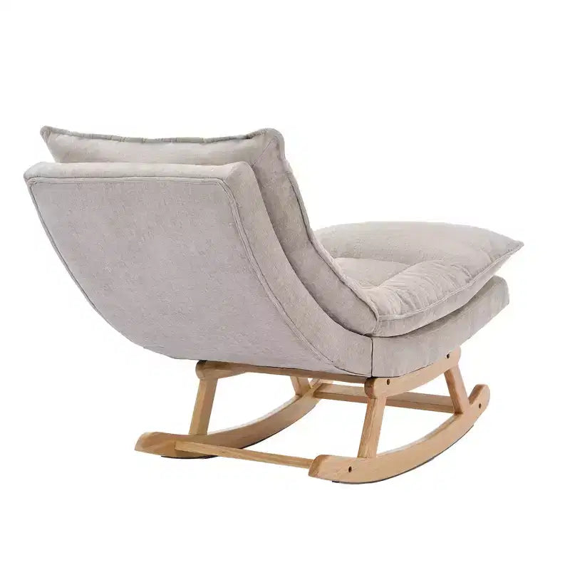 Fauteuil à bascule rembourré en bois massif avec repose-pieds escamotable caché