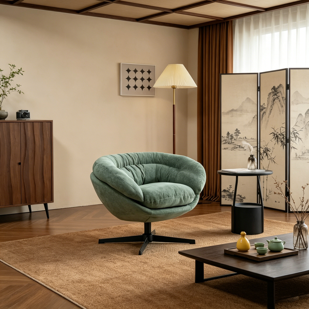 Fauteuil pivotant en chenille avec pieds en métal