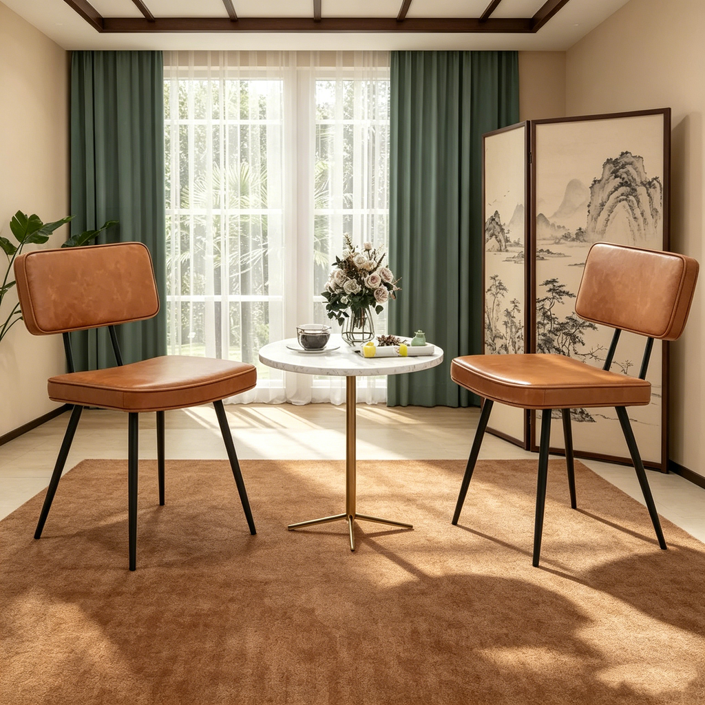 Chaises de salle à manger en similicuir rembourrées d'éponge avec assise cascade